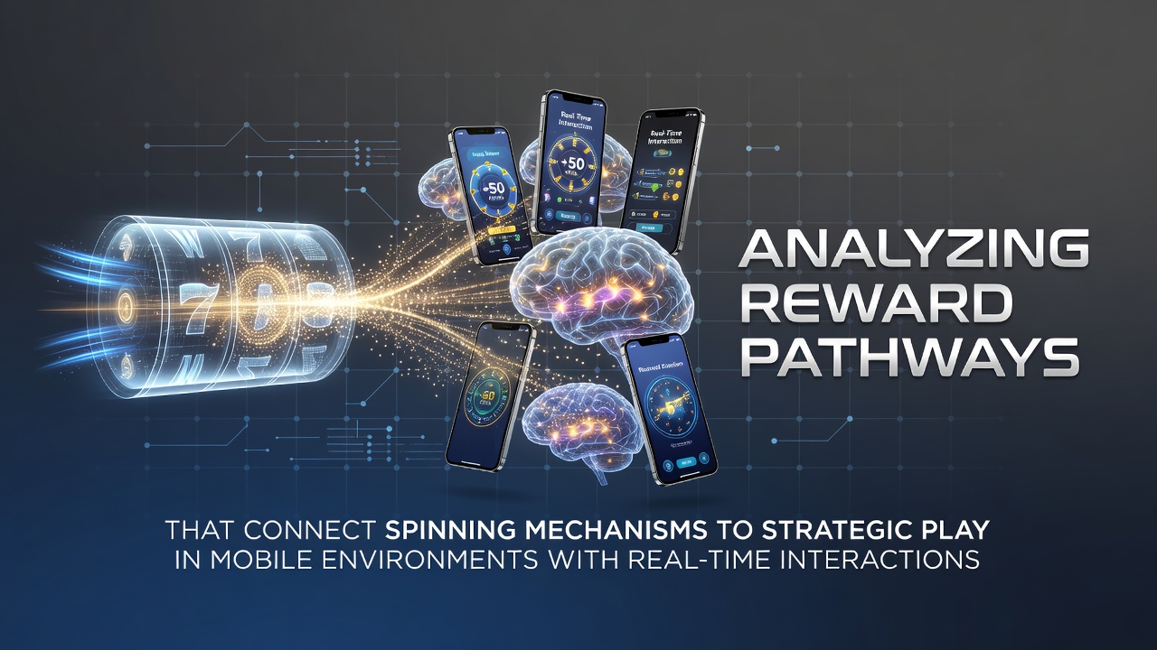Diagram showing brain reward pathways activated during mobile gaming sessions with spinning mechanics
