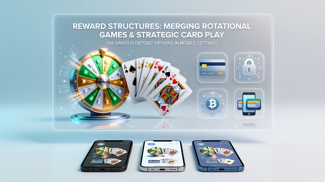 Mobile gaming interface showing combined reel and card elements with deposit prompts